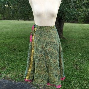 Jedzebel Boho Silk blend wrap skirt reversible layered one size fits all